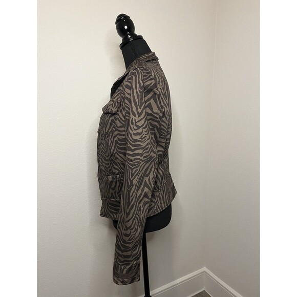White House Black Market Women's Chocolate Brown Zebra Print Jacket Size 10 - Picture 7 of 16